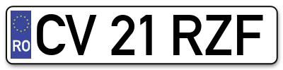 Placuta inmatriculare numar auto  CV-21-RZF, CV 21 RZF, CV21RZF