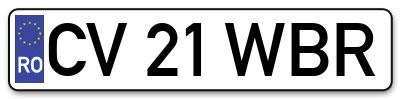 Placuta inmatriculare numar auto  CV-21-WBR, CV 21 WBR, CV21WBR