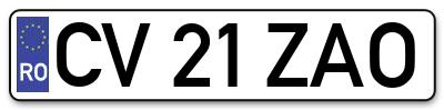 Placuta inmatriculare numar auto  CV-21-ZAO, CV 21 ZAO, CV21ZAO