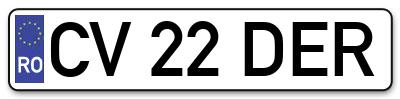 Placuta inmatriculare numar auto  CV-22-DER, CV 22 DER, CV22DER