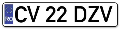 Placuta inmatriculare numar auto  CV-22-DZV, CV 22 DZV, CV22DZV