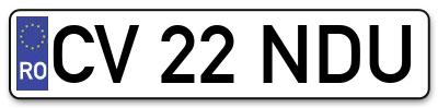 Placuta inmatriculare numar auto  CV-22-NDU, CV 22 NDU, CV22NDU