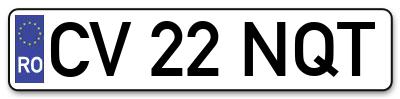 Placuta inmatriculare numar auto  CV-22-NQT, CV 22 NQT, CV22NQT