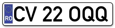 Placuta inmatriculare numar auto  CV-22-OQQ, CV 22 OQQ, CV22OQQ
