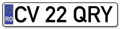 Placuta inmatriculare numar auto  CV-22-QRY, CV 22 QRY, CV22QRY