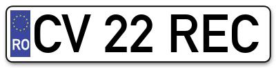 Placuta inmatriculare numar auto  CV-22-REC, CV 22 REC, CV22REC
