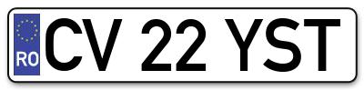 Placuta inmatriculare numar auto  CV-22-YST, CV 22 YST, CV22YST