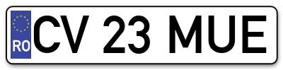 Placuta inmatriculare numar auto  CV-23-MUE, CV 23 MUE, CV23MUE