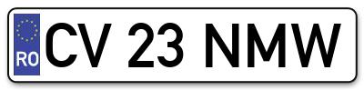 Placuta inmatriculare numar auto  CV-23-NMW, CV 23 NMW, CV23NMW