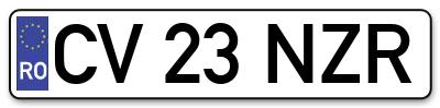 Placuta inmatriculare numar auto  CV-23-NZR, CV 23 NZR, CV23NZR