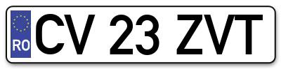 Placuta inmatriculare numar auto  CV-23-ZVT, CV 23 ZVT, CV23ZVT