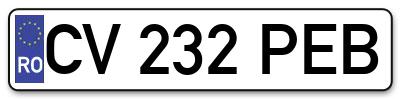Placuta inmatriculare numar auto  CV-232-PEB, CV 232 PEB, CV232PEB