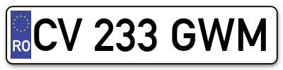 Placuta inmatriculare numar auto  CV-233-GWM, CV 233 GWM, CV233GWM