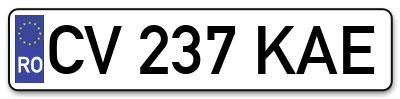 Placuta inmatriculare numar auto  CV-237-KAE, CV 237 KAE, CV237KAE