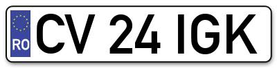 Placuta inmatriculare numar auto  CV-24-IGK, CV 24 IGK, CV24IGK