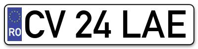 Placuta inmatriculare numar auto  CV-24-LAE, CV 24 LAE, CV24LAE
