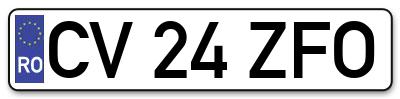 Placuta inmatriculare numar auto  CV-24-ZFO, CV 24 ZFO, CV24ZFO