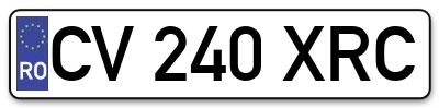 Placuta inmatriculare numar auto  CV-240-XRC, CV 240 XRC, CV240XRC