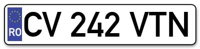 Placuta inmatriculare numar auto  CV-242-VTN, CV 242 VTN, CV242VTN