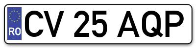 Placuta inmatriculare numar auto  CV-25-AQP, CV 25 AQP, CV25AQP