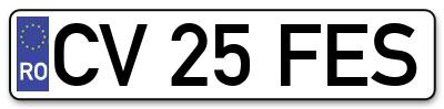 Placuta inmatriculare numar auto  CV-25-FES, CV 25 FES, CV25FES