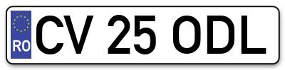 Placuta inmatriculare numar auto  CV-25-ODL, CV 25 ODL, CV25ODL