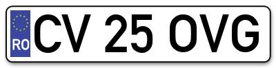 Placuta inmatriculare numar auto  CV-25-OVG, CV 25 OVG, CV25OVG