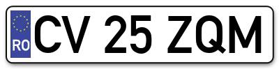 Placuta inmatriculare numar auto  CV-25-ZQM, CV 25 ZQM, CV25ZQM