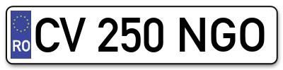 Placuta inmatriculare numar auto  CV-250-NGO, CV 250 NGO, CV250NGO