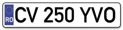 Placuta inmatriculare numar auto  CV-250-YVO, CV 250 YVO, CV250YVO