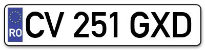 Placuta inmatriculare numar auto  CV-251-GXD, CV 251 GXD, CV251GXD