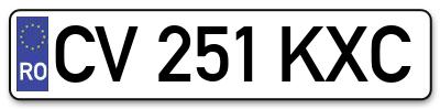 Placuta inmatriculare numar auto  CV-251-KXC, CV 251 KXC, CV251KXC