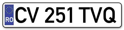Placuta inmatriculare numar auto  CV-251-TVQ, CV 251 TVQ, CV251TVQ