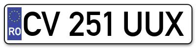 Placuta inmatriculare numar auto  CV-251-UUX, CV 251 UUX, CV251UUX