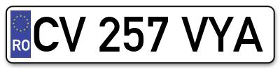 Placuta inmatriculare numar auto  CV-257-VYA, CV 257 VYA, CV257VYA