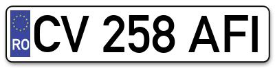 Placuta inmatriculare numar auto  CV-258-AFI, CV 258 AFI, CV258AFI