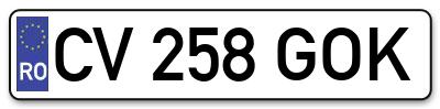 Placuta inmatriculare numar auto  CV-258-GOK, CV 258 GOK, CV258GOK