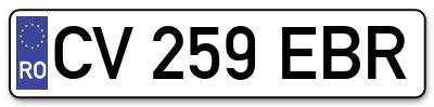 Placuta inmatriculare numar auto  CV-259-EBR, CV 259 EBR, CV259EBR