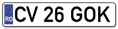 Placuta inmatriculare numar auto  CV-26-GOK, CV 26 GOK, CV26GOK