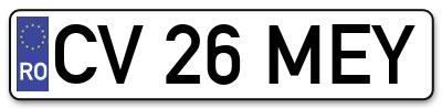 Placuta inmatriculare numar auto  CV-26-MEY, CV 26 MEY, CV26MEY