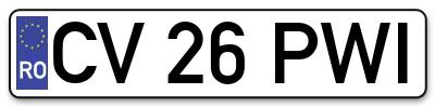 Placuta inmatriculare numar auto  CV-26-PWI, CV 26 PWI, CV26PWI