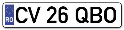 Placuta inmatriculare numar auto  CV-26-QBO, CV 26 QBO, CV26QBO