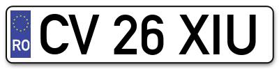 Placuta inmatriculare numar auto  CV-26-XIU, CV 26 XIU, CV26XIU