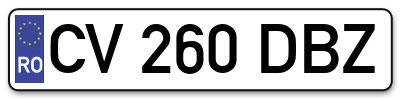Placuta inmatriculare numar auto  CV-260-DBZ, CV 260 DBZ, CV260DBZ