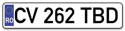 Placuta inmatriculare numar auto  CV-262-TBD, CV 262 TBD, CV262TBD