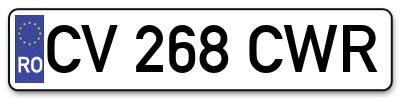 Placuta inmatriculare numar auto  CV-268-CWR, CV 268 CWR, CV268CWR