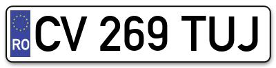 Placuta inmatriculare numar auto  CV-269-TUJ, CV 269 TUJ, CV269TUJ