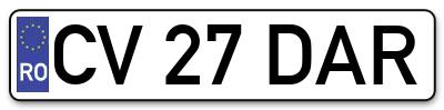 Placuta inmatriculare numar auto  CV-27-DAR, CV 27 DAR, CV27DAR