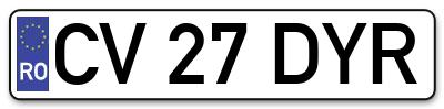 Placuta inmatriculare numar auto  CV-27-DYR, CV 27 DYR, CV27DYR