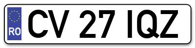 Placuta inmatriculare numar auto  CV-27-IQZ, CV 27 IQZ, CV27IQZ